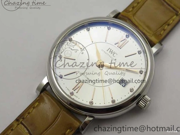 MIROTIME 0127 Durable Portofino 37mm SS V7F 1:1 Best Edition White Dial on Light Brown Leather Strap A 7092